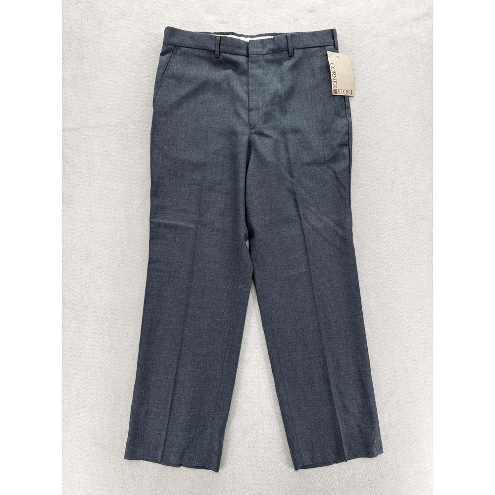 Cornerstone Dress Pants Mens 34x30 Blue Regular Fit Microfiber USA Workwear VTG